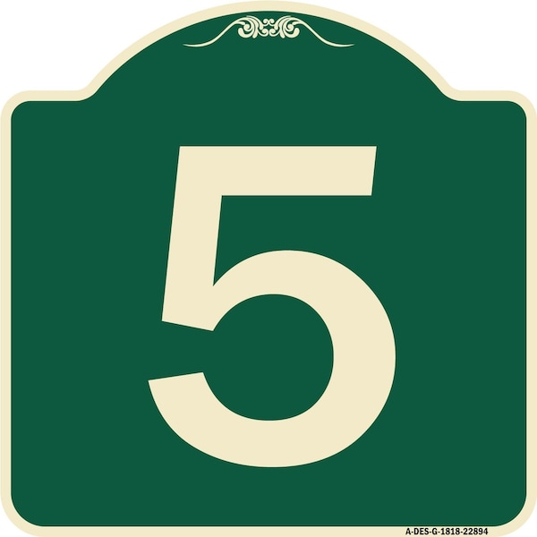 Signmission Designer Series Sign W/ Number 5, Green & Tan Heavy-Gauge Aluminum Sign, 18" x 18", G-1818-22894 A-DES-G-1818-22894 - main